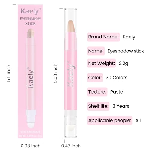 Kaely 2in1 Eyeshadow Sticks - 30 Colors, Waterproof Pigmented Cream