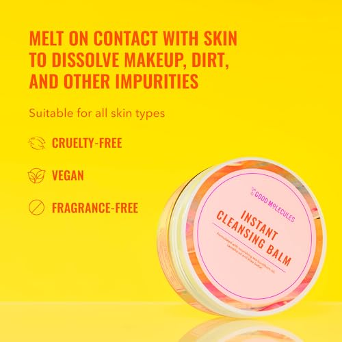 Good Molecules Instant Cleansing Balm ? Makeup Remover Balm with Sea Buckthorn and Shea Butter - Residue-Free, Fragrance-Free, Vegan Face Cleanser, 2.5 oz.