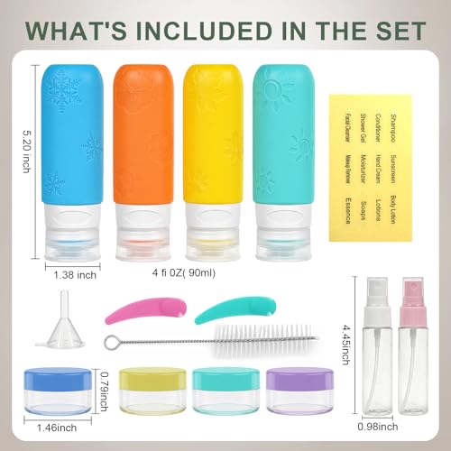 Amphism 16 Pack Travel Bottles Set - TSA Approved Silicone Containers