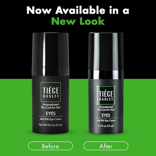 Tiege Hanley Eye Cream for Men, Morning and Night Under Eye Cream With Hyaluronic Acid and Vitamin B3, Helps Reduce the Look of Dark Circles and Puffiness, Anti Aging Men¡¯s Skin Care, 0.5 Oz, 2 Pack