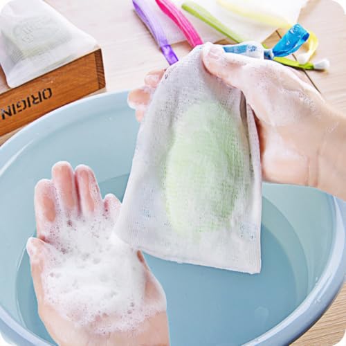 Soap Saver Mesh Bags with Drawstring, 50-Pack PE Pouch