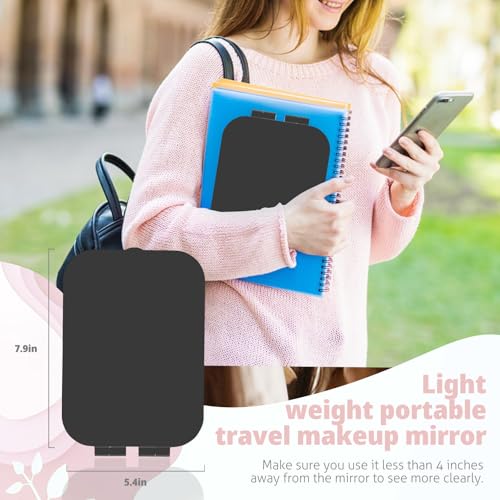Portable Lighted Makeup Mirror with USB Recharge, 3-Color LED