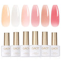 GAOY Jelly Nude Gel Nail Polish Set - 6 Sheer Pink & Milky White Colors