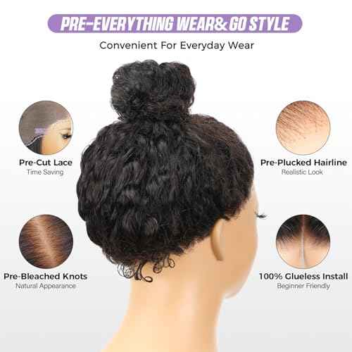 OQ HAIR Water Wave 360 Lace Front Wigs Human Hair Hidden Straps Deep Wave HD Lace with Drawstring Natural Hairline 180% Density Human Hair Wig for Women Natural Color 20 Inch