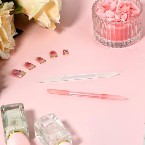 Glass Cuticle Pusher Set of 2 - Double-Headed Crystal Manicure Sticks