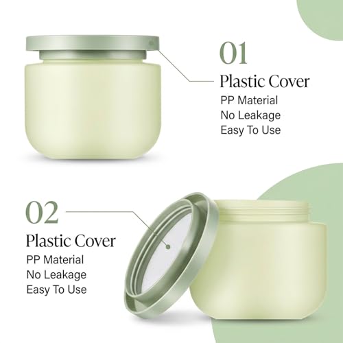 Twisina 8oz Green Plastic Cosmetic Jars with Leak-Proof Lids - Body Butter & Skincare Storage