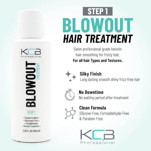 KCB Professional Keratin Hair Treatment for Straightening & Frizz Control - Formaldehyde-Free, 3.38 Fl Oz