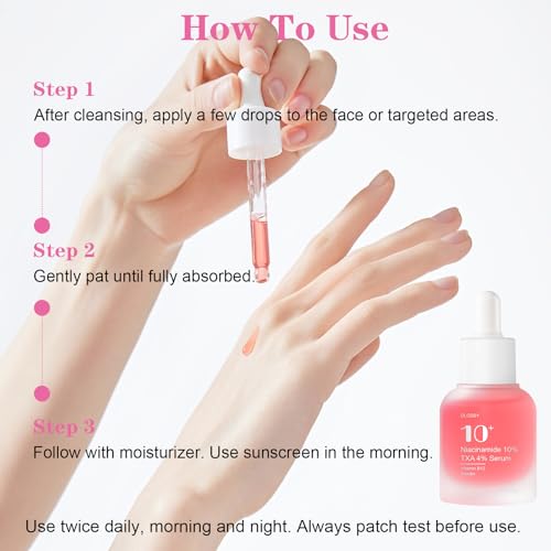 Niacinamide Serum 10% + Tranexamic Acid Serum 4%, Arbutin 2%, Hyaluronic Acid, Hydrating and Clarifying Facial Serum for Smooth, Radiant Looking Skin, Uneven Tone Care (30ml /1.01 fl.oz)