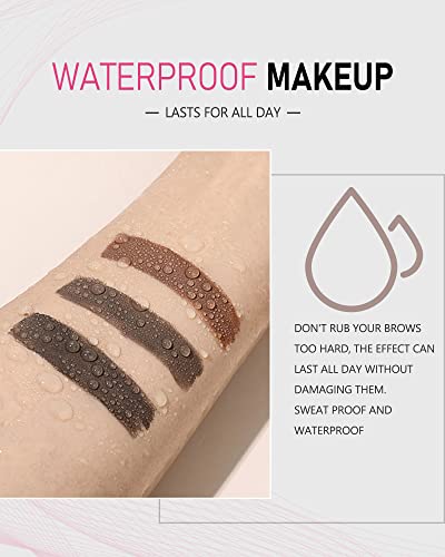 Grey Eyebrow Pencil Waterproof, Dual-Tip Brow Pen with Spoolie