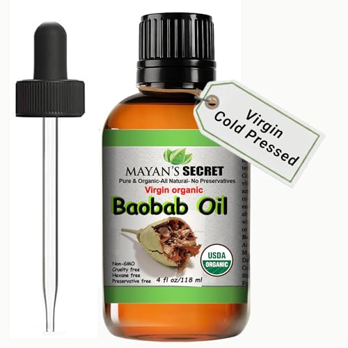 Mayan¡¯s Secret Virgin Organic Baobab Oil Cold Pressed Unrefined for Skin Hair and Massage 4 fl oz