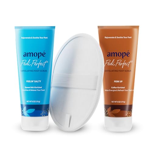 Amopé Rejuvenating Foot Care Kit - Exfoliating Sugar Scrubs & Scrubber