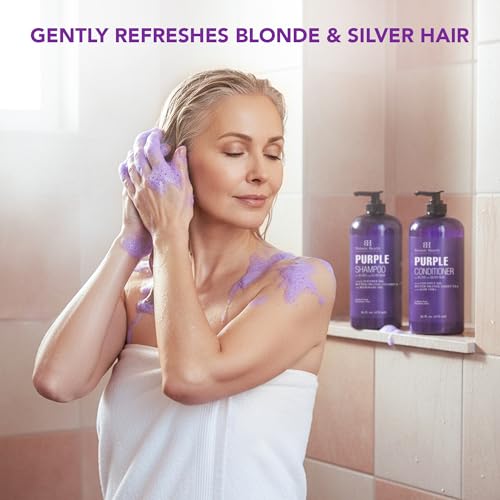 Botanic Hearth Purple Shampoo & Conditioner Set for Blonde, Silver & Gray Hair - 16 Fl Oz Each
