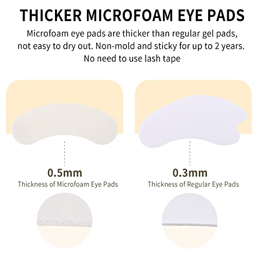 Miuffue 100PCS Foam Eye Pads for Lash Extensions 1.97"×0.63" Waterproof & Hypoallergenic