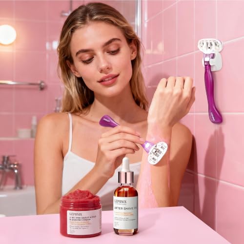 Women's 2-in-1 Pre-Shave Scrub & Shaving Cream Kit with Razor & Aftercare