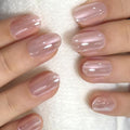 CurvLife Short Oval Press On Nails - Champagne Pearl Gel Set