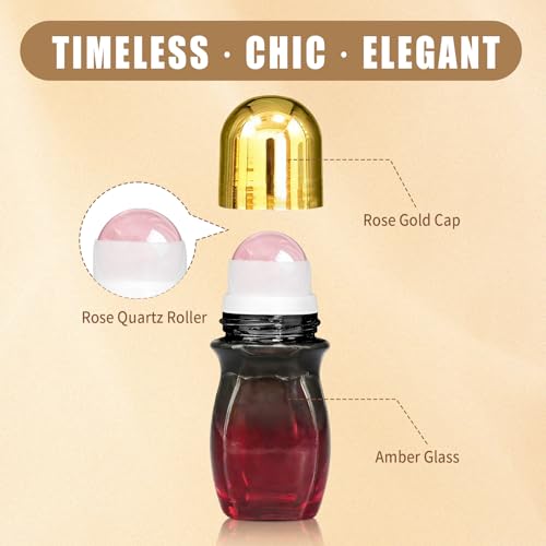 50ml Rose Quartz Roller Bottle for Essential Oils & Perfume