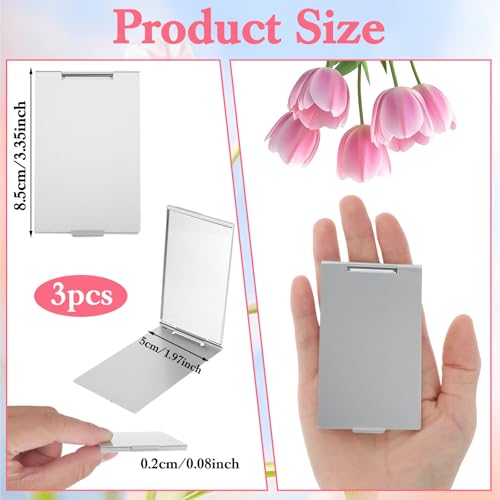 3-Pack Ultra Slim Portable Folding Makeup Mirrors for Purse