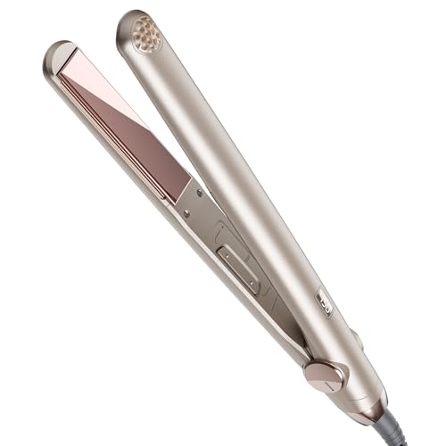 TYMO Flat Iron Hair Straightener & Curler 2-in-1 Champagne, 1 Inch Titanium, Fast Heating