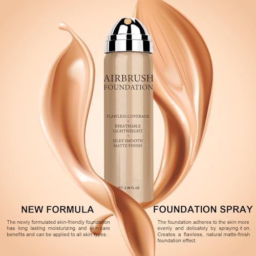 Airbrush Foundation Spray - Waterproof Full Coverage, Long Lasting Matte Finish