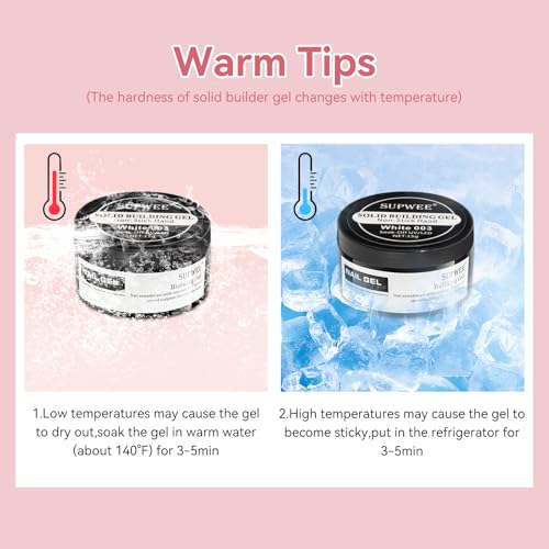 SUPWEE Clear & White 3D Nail Art Builder Gel Kit for Nails - Non-Stick, Salon Quality