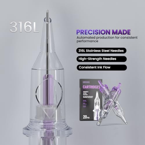 Wormhole Tattoo Cartridge Needles 20pcs Mixed Sizes 3RL 5RL 5RM 7RM