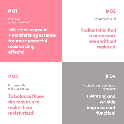 G9SKIN White In Milk Capsule Serum ? Hydrating Face Serum with Milk Protein and Niacinamide for Glowing Skin, 50ml / 1.69 Fl.Oz