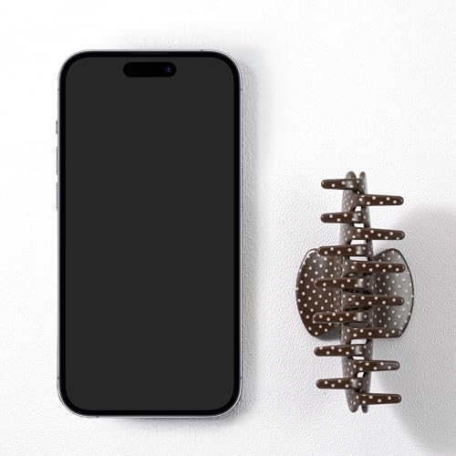 Mixcbe Large Acetate 4 Inch French Style Hair Claw Clip for Women - Coffee Polka Dots
