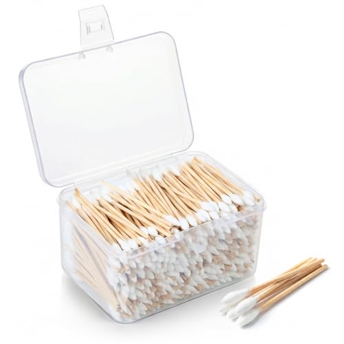 Norme 500 Pcs 3 Inch Cotton Swabs with Wooden Handle for Cleaning