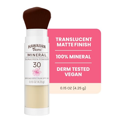 Hawaiian Tropic Mineral Powder Sunscreen Brush SPF 30 - Translucent Matte Finish