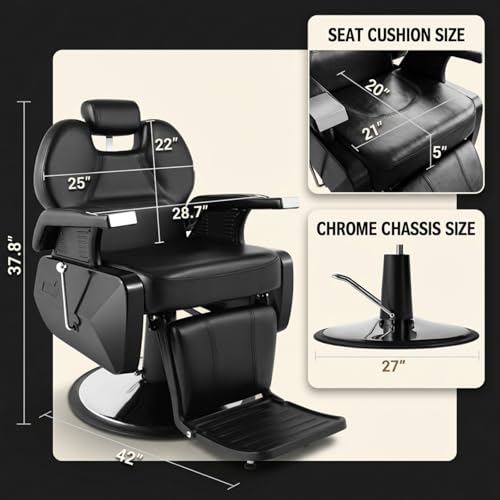 Artist hand Professional Barber Chair - Heavy Duty Hydraulic, 450lb