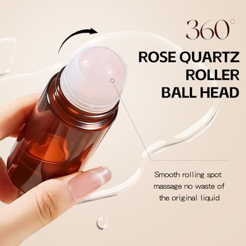 Rose Quartz Essential Oil Roller Bottles - 50ml Refillable Amber Glass (2 Pack)