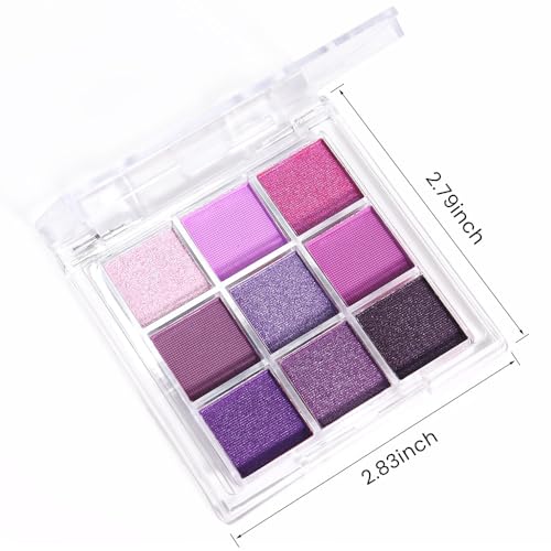 Deep Light Purple Matte Shimmer Eyeshadow Palette - 9 Blendable Shades