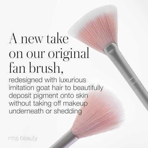 RMS Beauty Skin2Skin Fan Brush - Classic Synthetic Face Brush for Highlighter