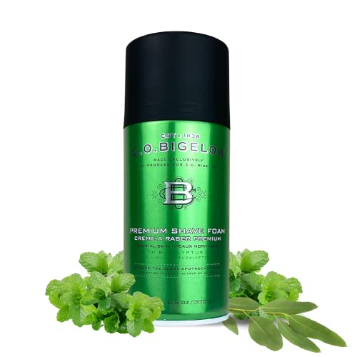 C.O. Bigelow Shaving Foam, 5.2 oz Mens Shaving Cream, Shave Foam for Men with Eucalyptus Oil for All Skin Types (Pack of 2)