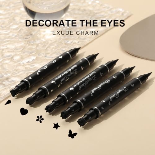 5-Piece Black Liquid Eyeliner Set with Stamp Tips