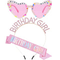Birthday Girl Party Set - Tiara, Sash & Heart Glasses