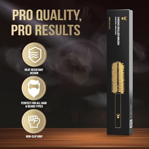 The Beard Struggle Viking Roller Brush - Heat-Resistant Round Hair Brush for Styling Hair or Beard - Reduce Frizz & Tangles - Beard Brush for Men