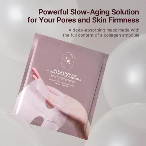 HEVEBLUE Pot Pore Peptamin Hydro Collagen Mask Pack 7ea - Hydrating Overnight Hydrogel Mask, Skin Firming, Pore Tightening, Hypoallergenic,Collagen Ampoule Absorbing Over Time