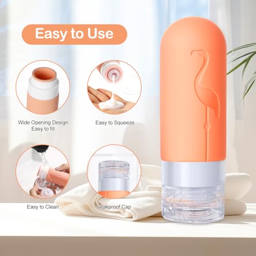 Vipop 3 oz Travel Bottles, Leak Proof TSA Approved Silicone Containers