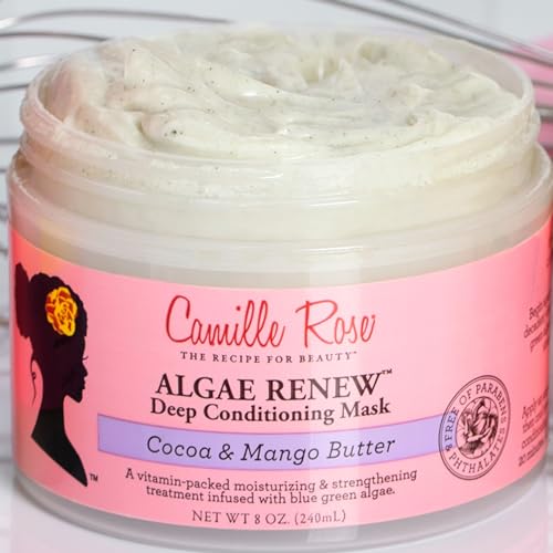 Camille Rose Renew Deep Conditioning Hair Mask with Peppermint, Blue Green Algae & Mango Butter, to Strengthen and Moisturize, for All Hair Types, 8 oz