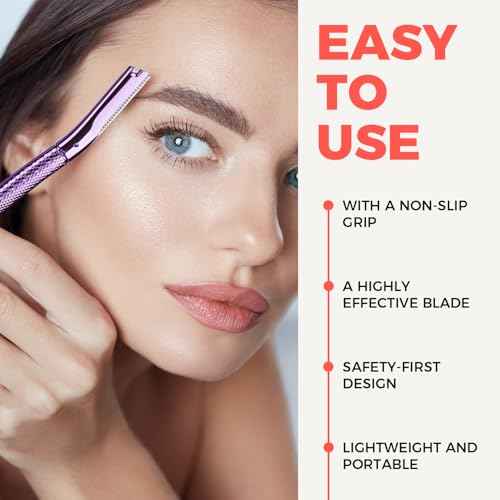 ZOMCHI Eyebrow Razor, Face Razors for Women&Men, Eyebrow Trimmer Shaper with Precision Cover, Facial Shaver with 6 Blades (Purple)