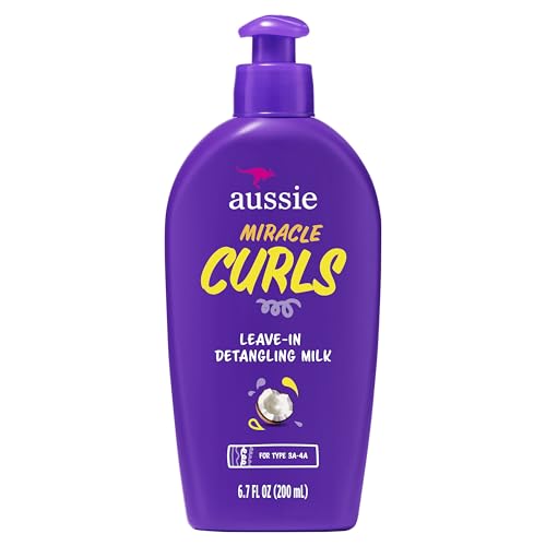 Aussie Miracle Curls Detangling Milk Treatment - Coconut Oil & Jojoba, 5.37 Fl Oz