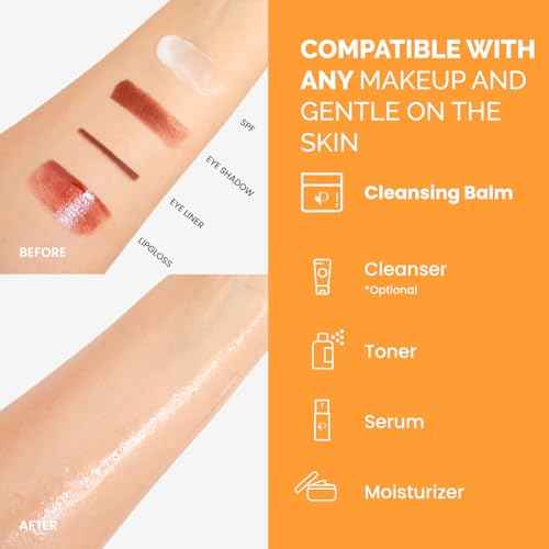 PLANTIFIQUE Korean Cleansing Balm Makeup Remover with Mango & Papaya Extracts, Hyaluronic Acid and Ceramide - Nourishing Melting Cleanser for All Skin Types 1.41 oz / 40 g