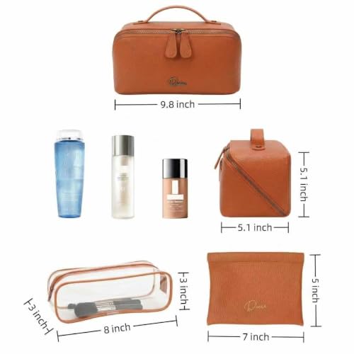 Divvia 3-Piece Travel Makeup Bag Set - Waterproof Vegan Leather Organizer