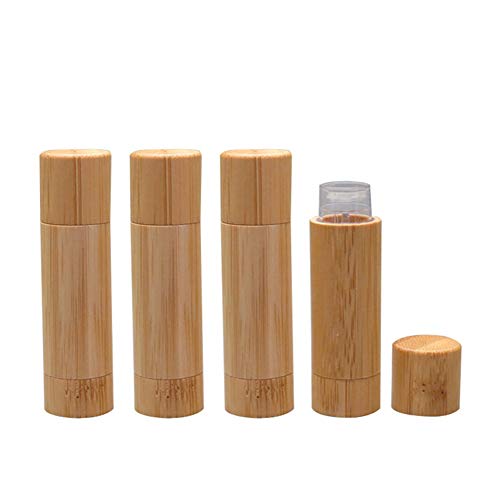 Bamboo Lip Balm Tubes, 5.5g Refillable - Set of 4