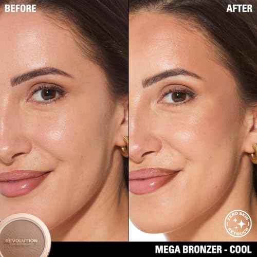 Makeup Revolution Mega Bronzer Powder, Matte Finish, For Light To Deep Skin Tones, Vegan & Cruelty Free, Cool, 0.52 oz/15g