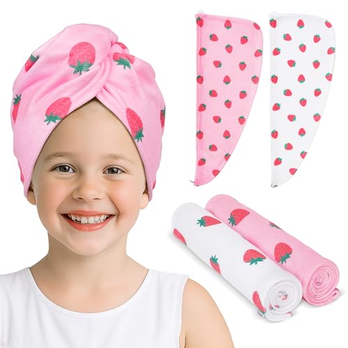Kids Microfiber Hair Towel Wrap 2-Pack Quick Dry