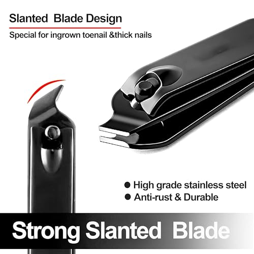 AVERZELLA 60 Pcs Slanted Edge Nail Clippers Bulk Straight + Curved Edge, Stainless Steel Nail Clippers Pack Pedicure Manicure Tool Slanted Tip Cuticle Nail Cutter for Women Men Seniors(Black)