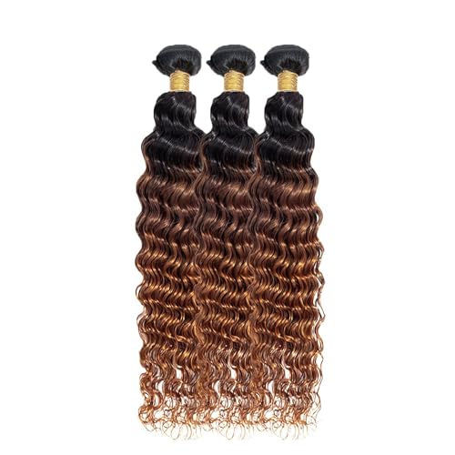 T1B430 Ombre Brown Bundles Human Hair 16 18 20 Inch Deep Wave Human Hair Bundles Ombre Bundle T1B/4/30 Brown Bundle Unprocessed Brazilian Virgin Hair for Black Women