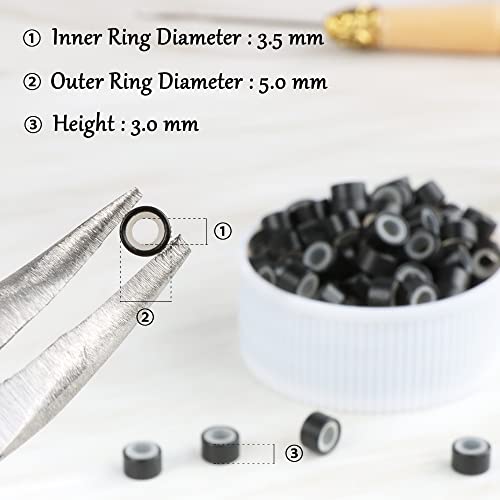 Black Hair Extension Microbeads Silicone Lined 5mm 1000pcs